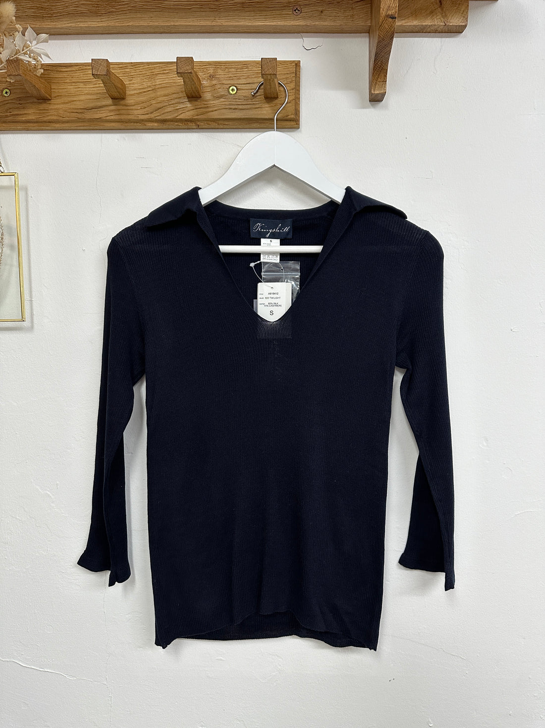 Kingshill Navy Silk Cashmere Top - Size S