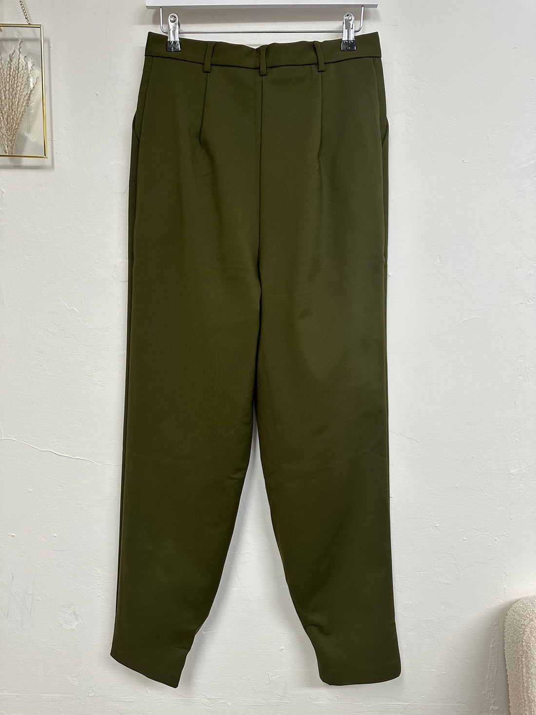 Sundarbay Khaki Green Tapered High Waisted Trousers - Size 10