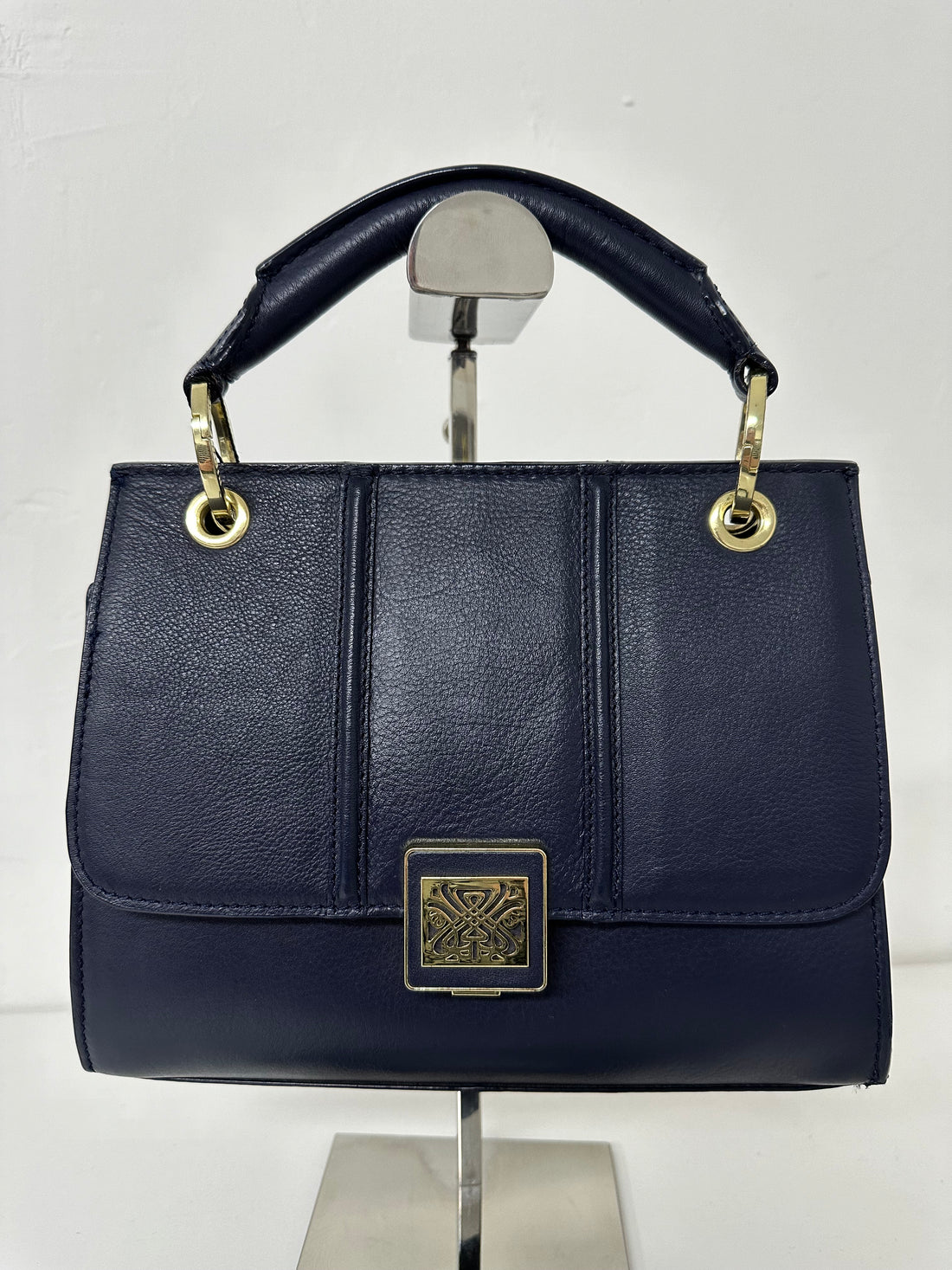 Biba Navy Blue Leather Long Strap Shoulder Bag