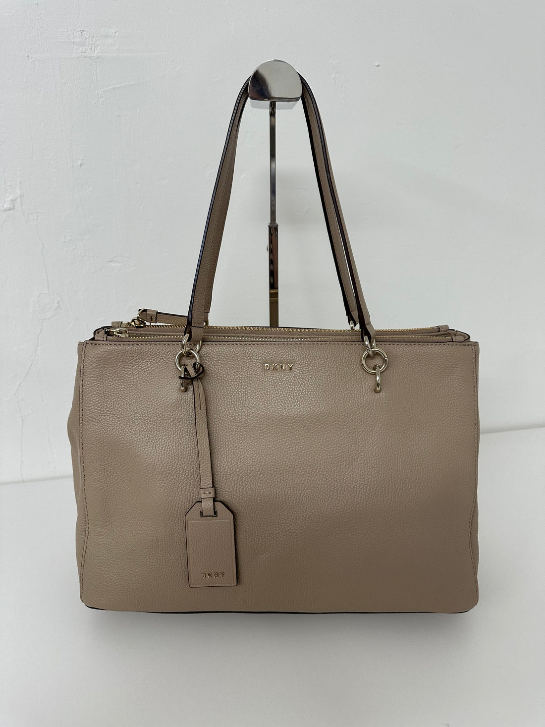 DKNY Beige Pebble Leather Large Shopper Handbag