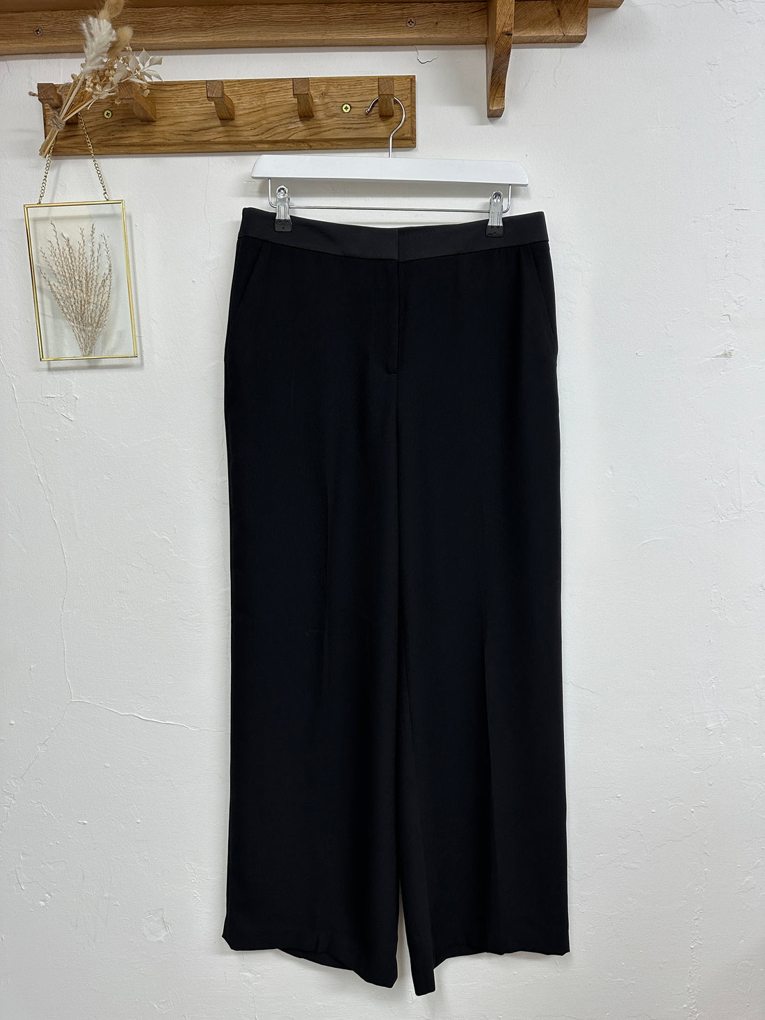 Boden Black Wide Leg Pleat Trousers - Size 12