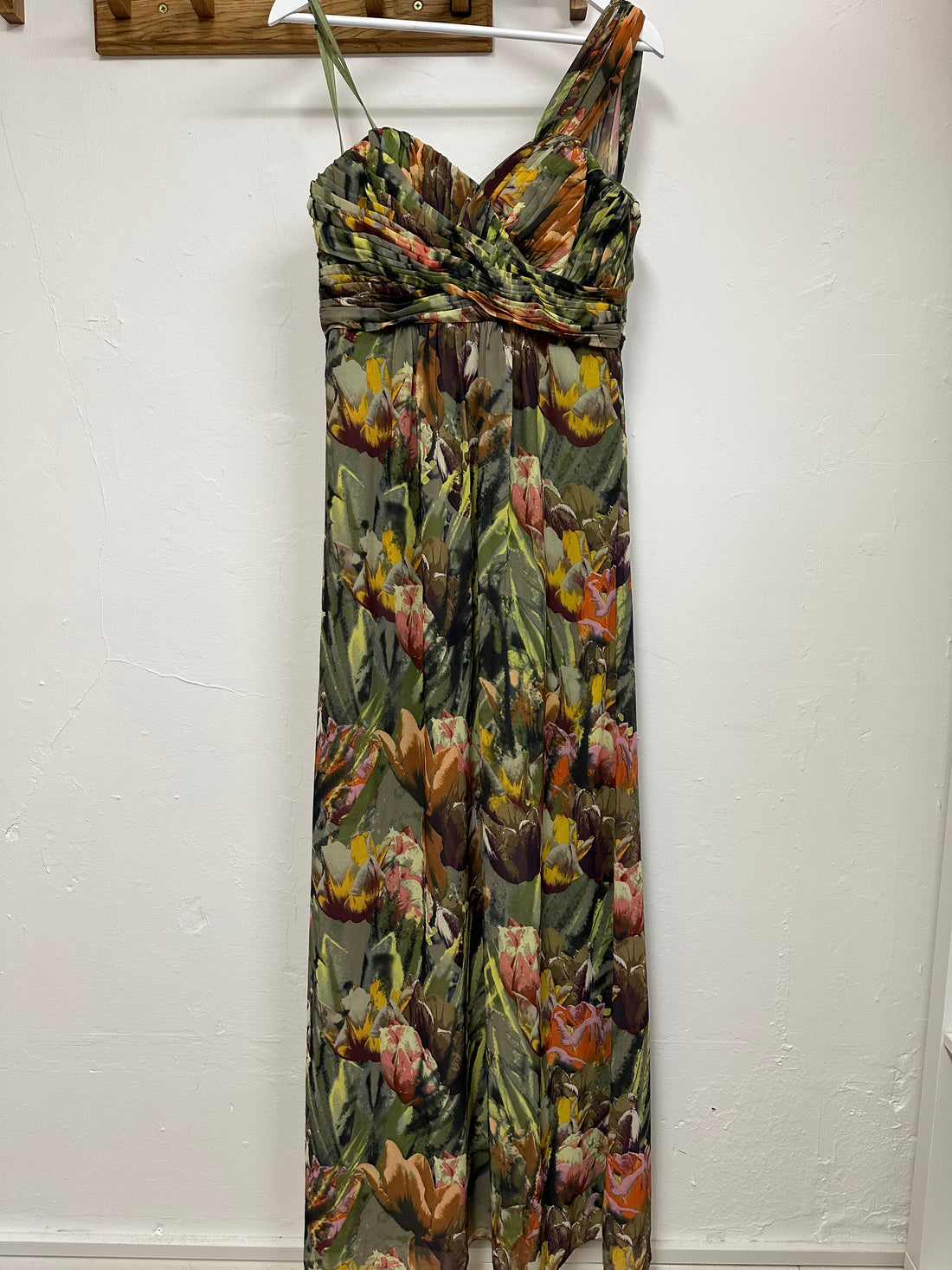 Ted Baker Green One Shoulder Maxi Floral Dress - Size 14