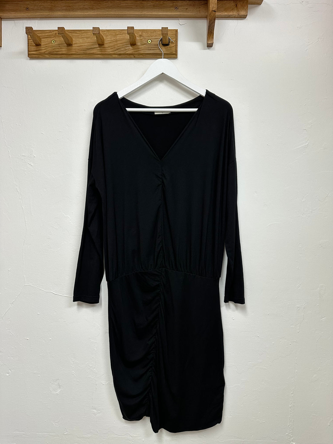 Hush Black Anya Jersey Ruched Dress - Size M (12)