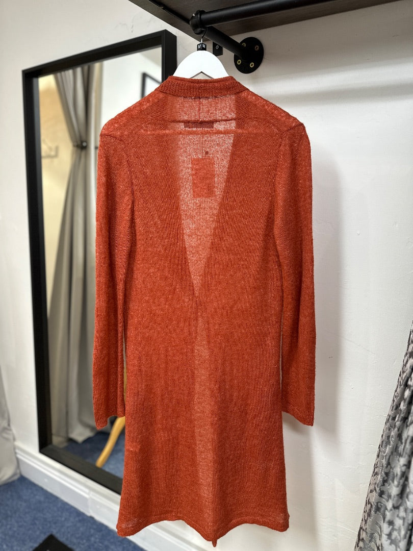 Sandwich Rust Orange Longline Mohair Blend Cardigan - Size M