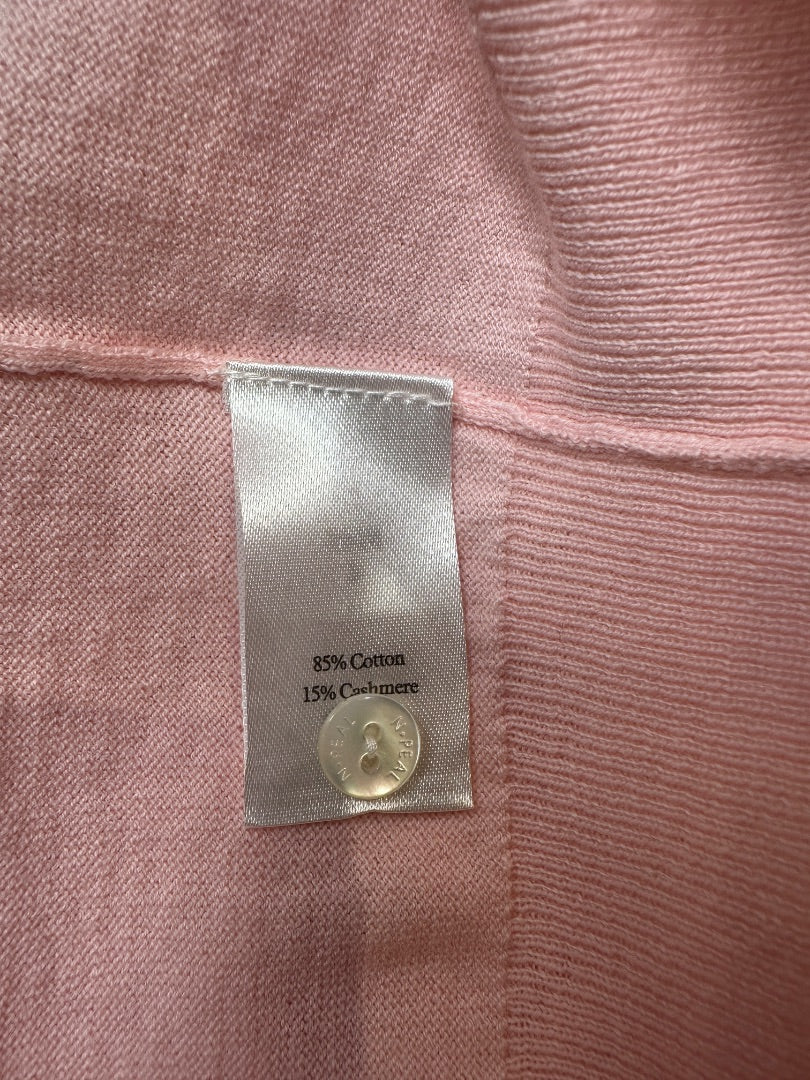 N Peal Pink White Short Sleeve Cashmere Blend Jumper - Size L