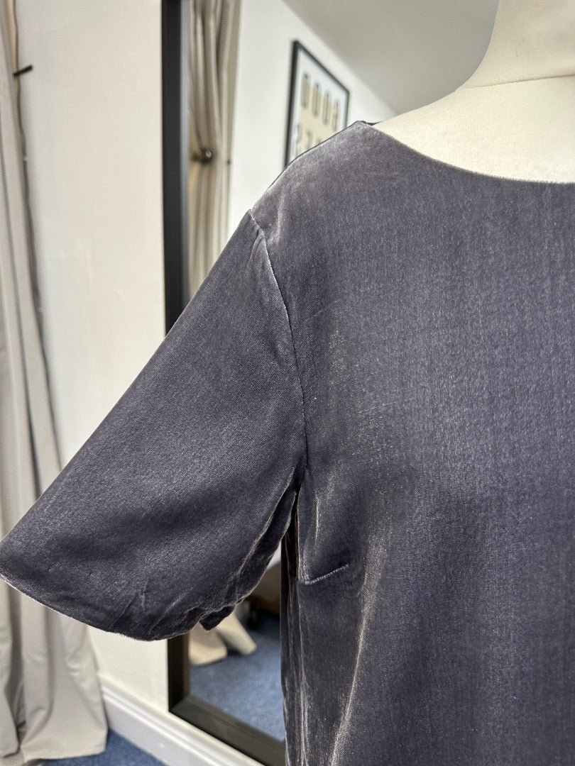 Seasalt Grey Velvet Colliford Top - Size 14