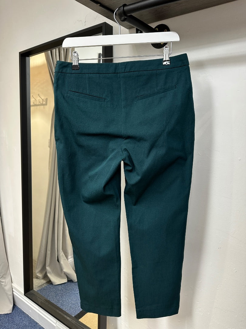 Pure Collection Forest Green Stretch Slim Leg Trousers - Size 14