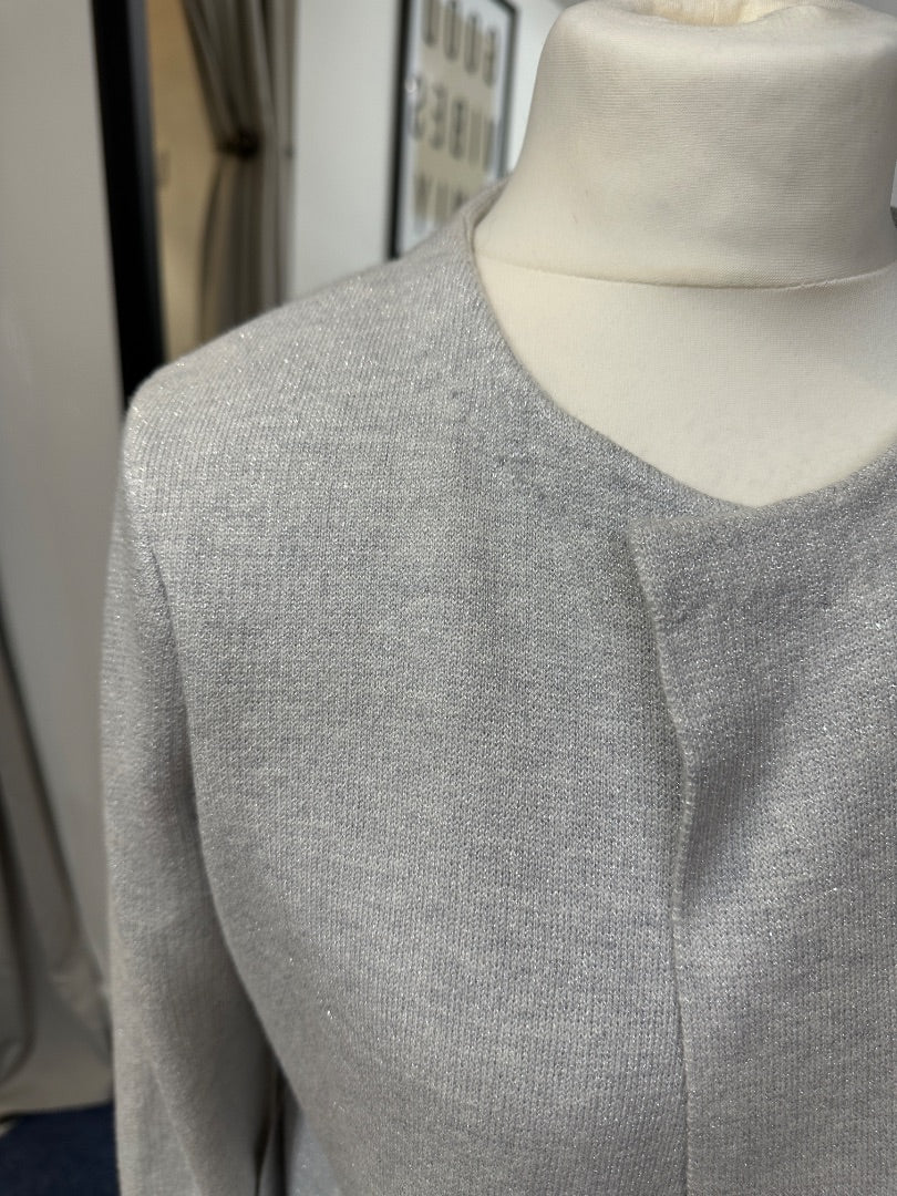 The White Company Silver Sparkly Pocket Cardigan - Size 12