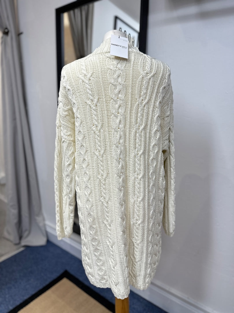 Jaeger Cream Cable Knit Vintage Longline Jumper - Size XL