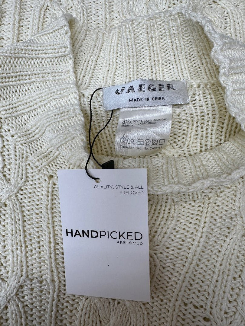 Jaeger Cream Cable Knit Vintage Longline Jumper - Size XL