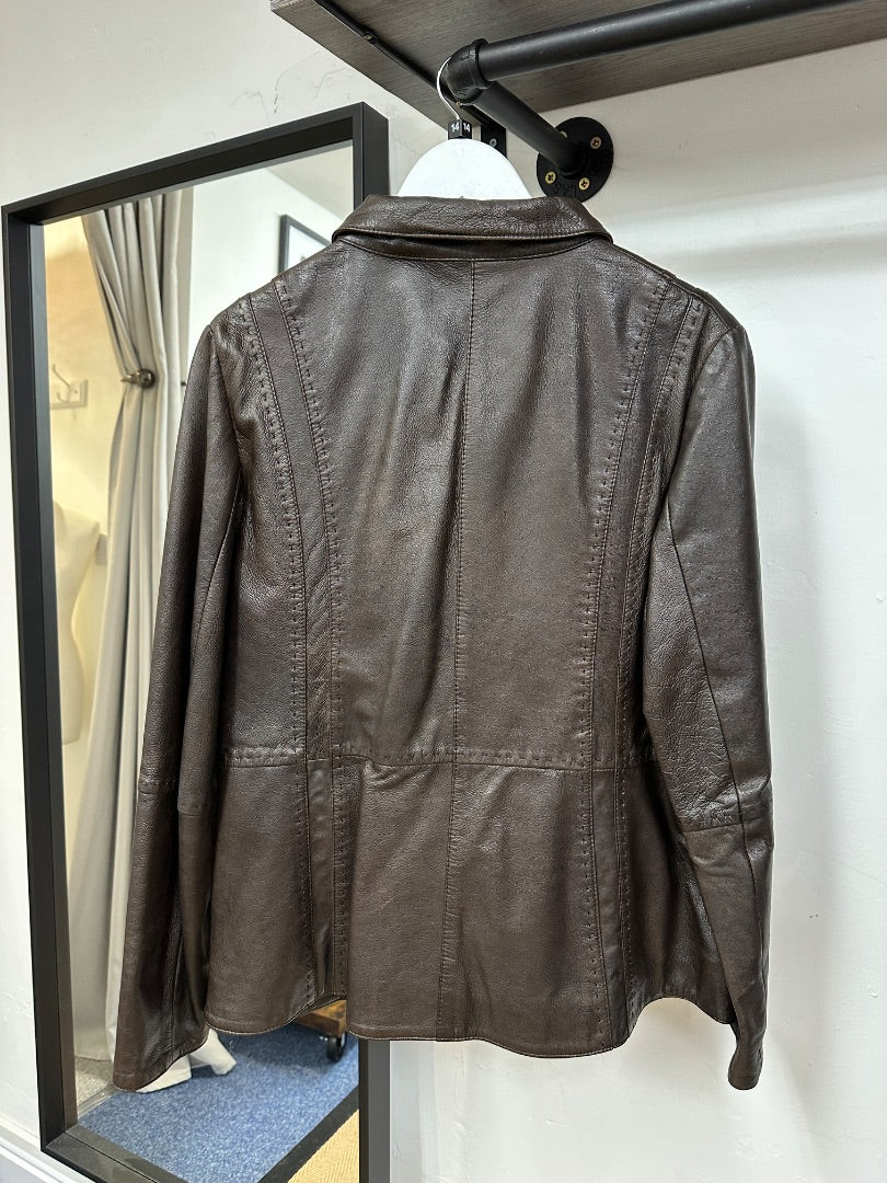 Lakeland Brown Leather Jacket - Size 12