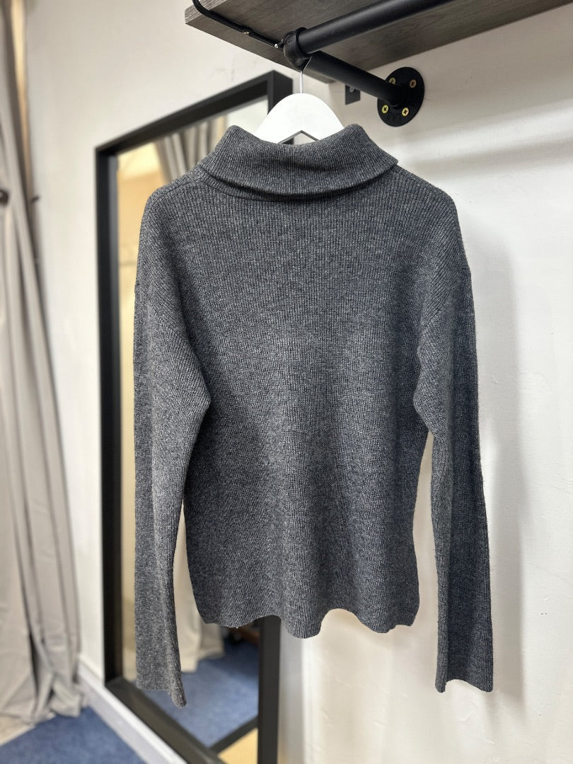 Weekday Grey Roll Neck Wool Alpaca Knit Jumper - Size S