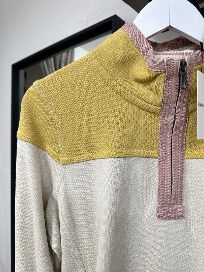 Fat Face Beige Yellow Pink Pop Over The Airlie Jumper - Size 12