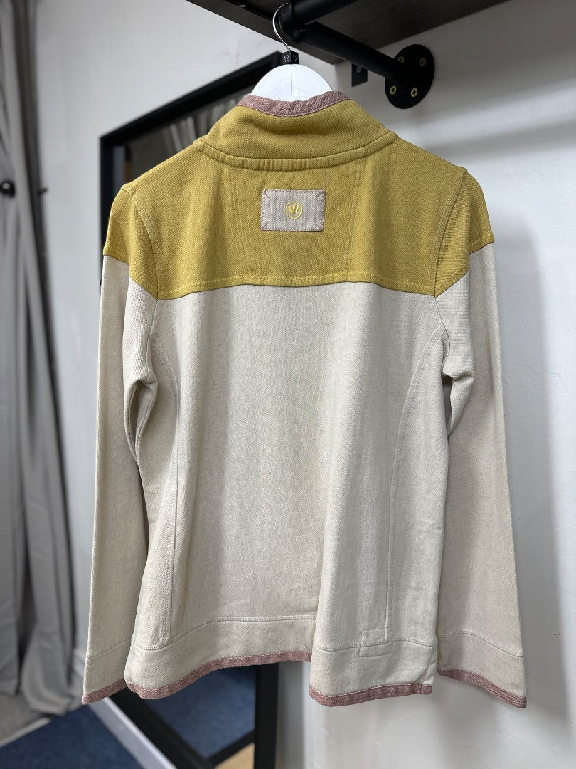 Fat Face Beige Yellow Pink Pop Over The Airlie Jumper - Size 12