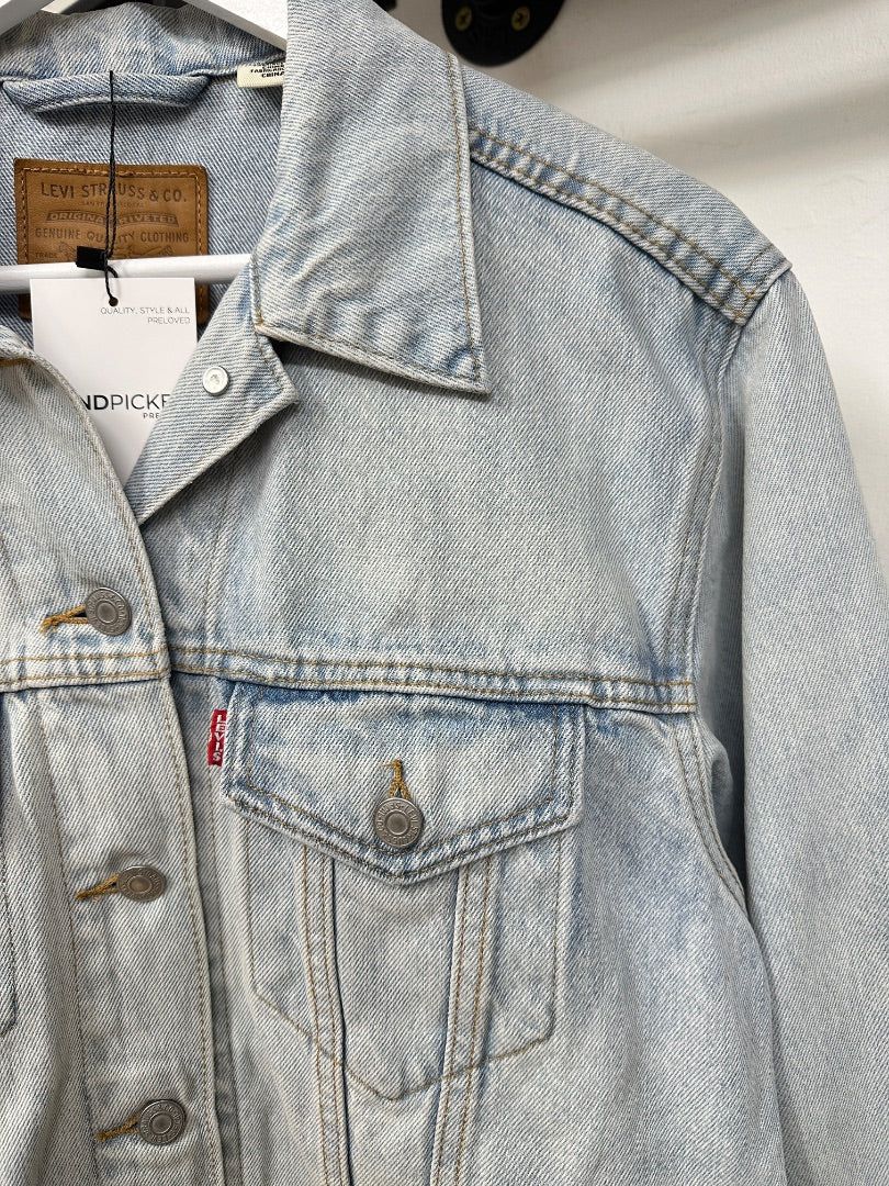 Levis Blue Denim Logo Trucker Jacket - Size M