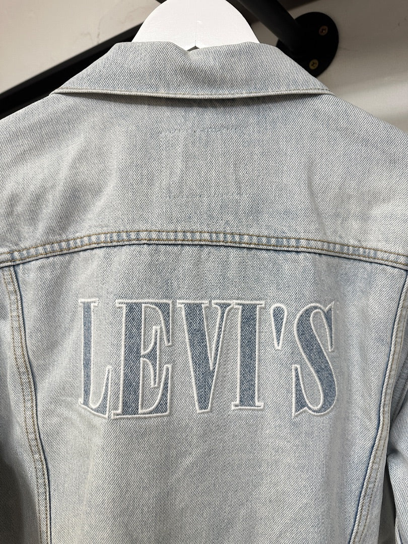 Levis Blue Denim Logo Trucker Jacket - Size M