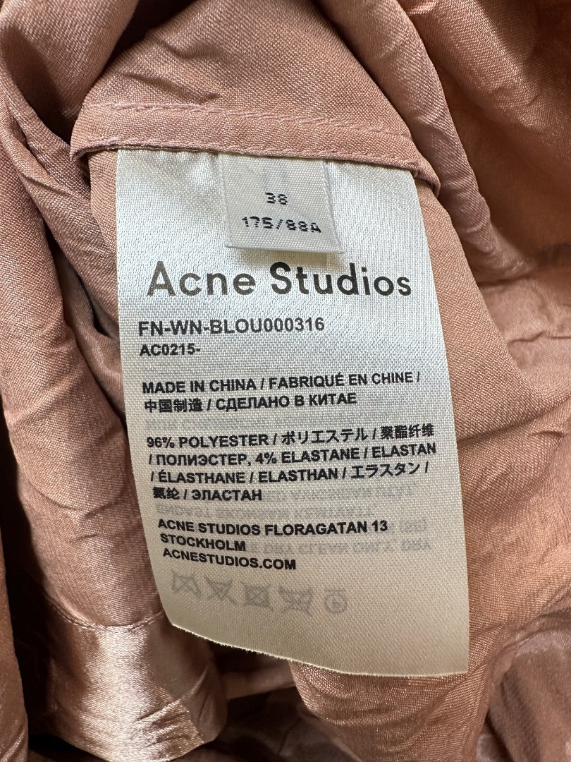 Acne Studio Rose Gold Embossed Satin Oversized Shirt - Size 10