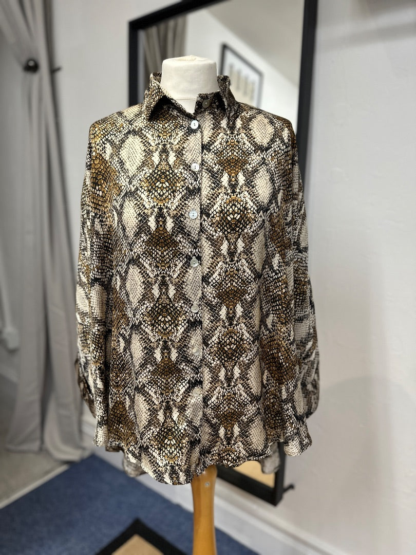 Satin snake print blouse on sale