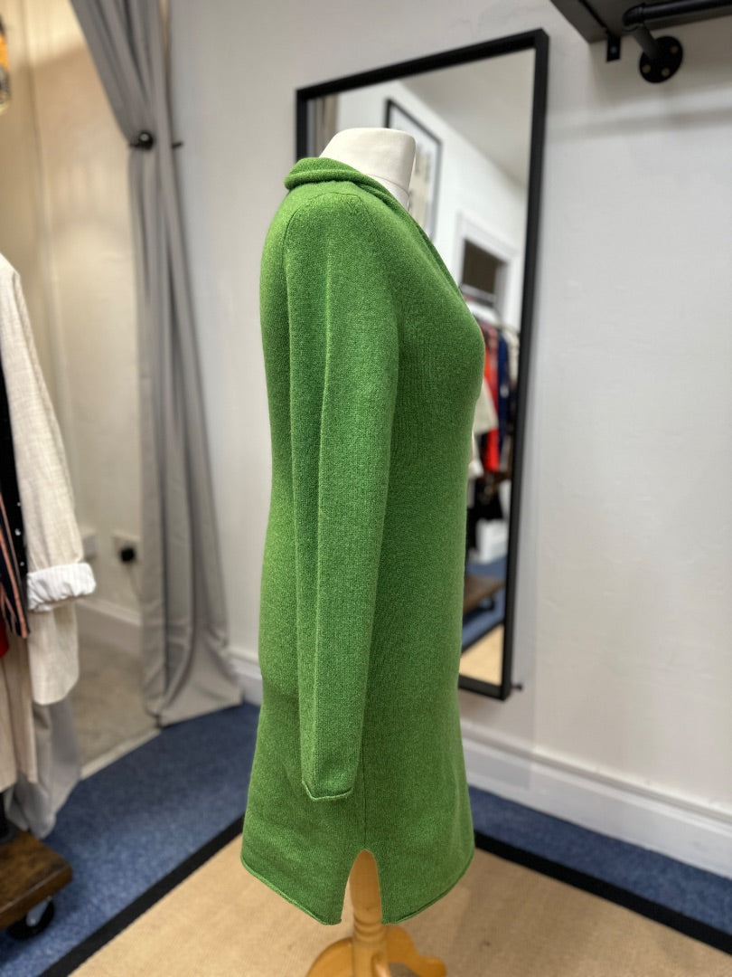 Eribé Green V-Neck Long Sleeve Wool Jumper Dress - Size L