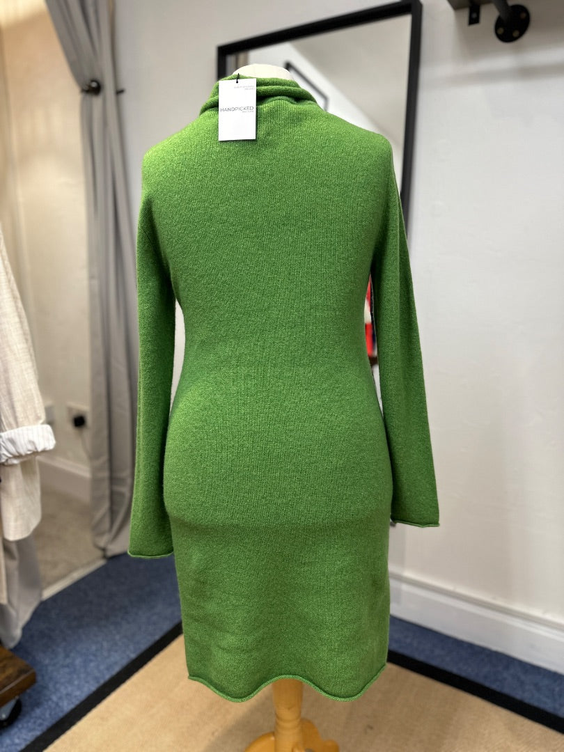 Eribé Green V-Neck Long Sleeve Wool Jumper Dress - Size L