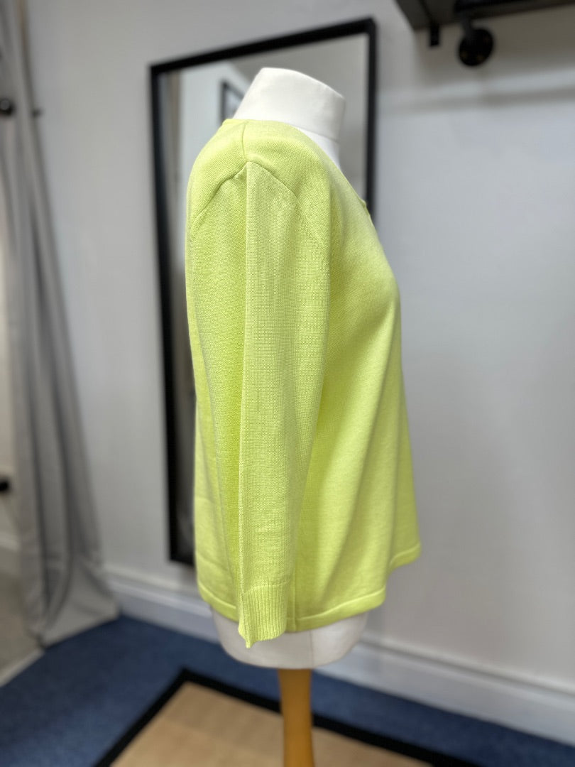 Lucia x Swarovski Lime Green Fine Knit Cotton Blend Jumper - Size M