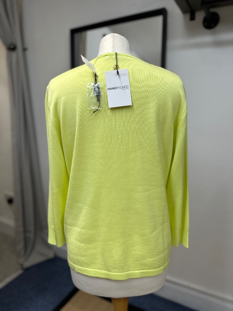 Lucia x Swarovski Lime Green Fine Knit Cotton Blend Jumper - Size M