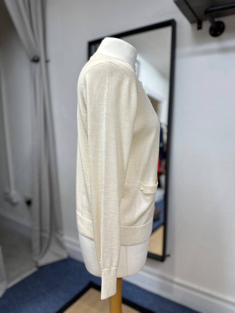 Autograph Cream Merino Wool Cardigan - Size 12