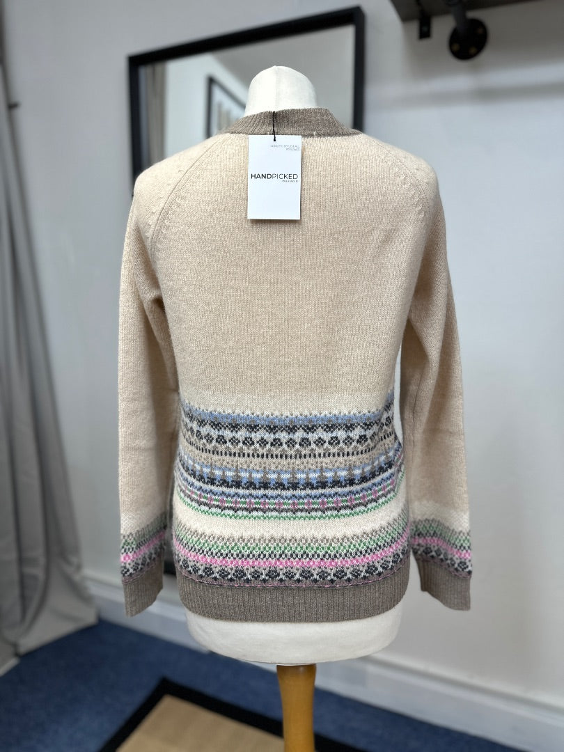 Eribé Beige Wool Angora Fairisle Jumper - Size S