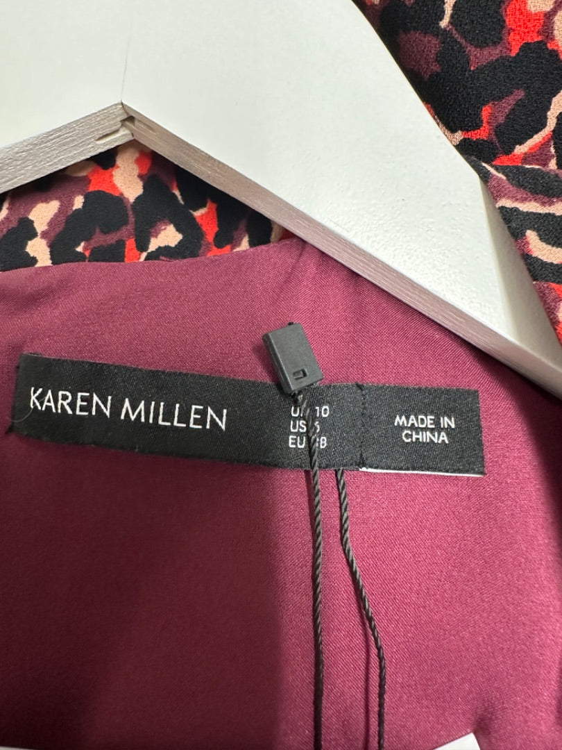 Karen Millen Black Red Purple Dress - Size 10