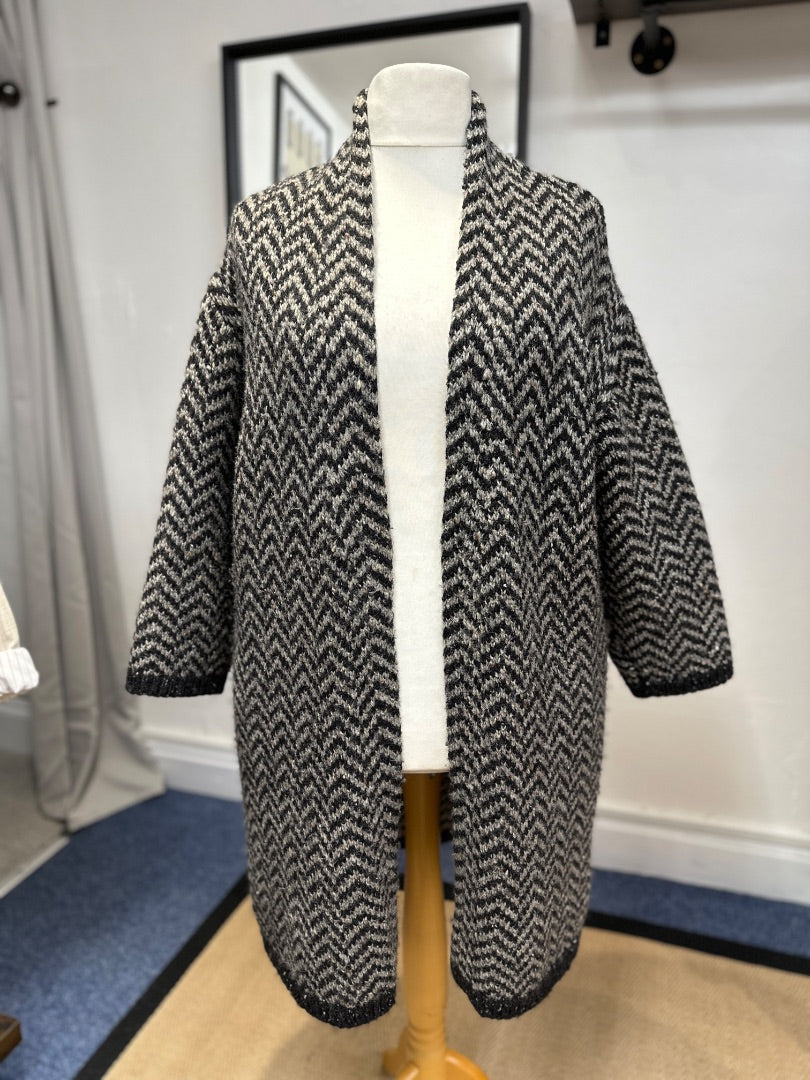 Toast Black Grey Wool Cardigan - Size M