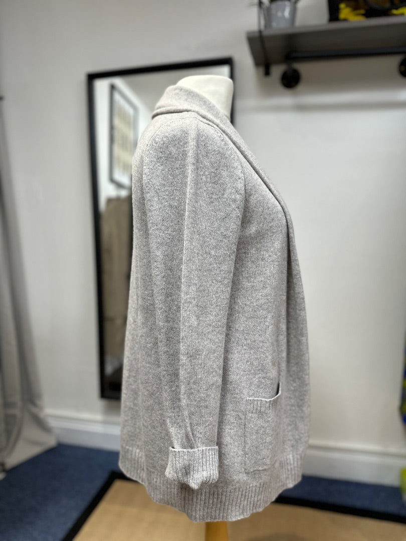 Peter Hahn Grey Wool Cardigan - Size 18