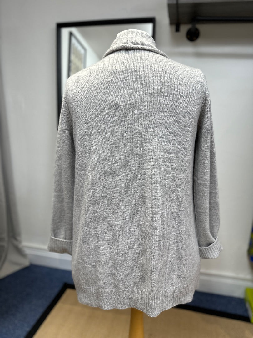 Peter Hahn Grey Wool Cardigan - Size 18