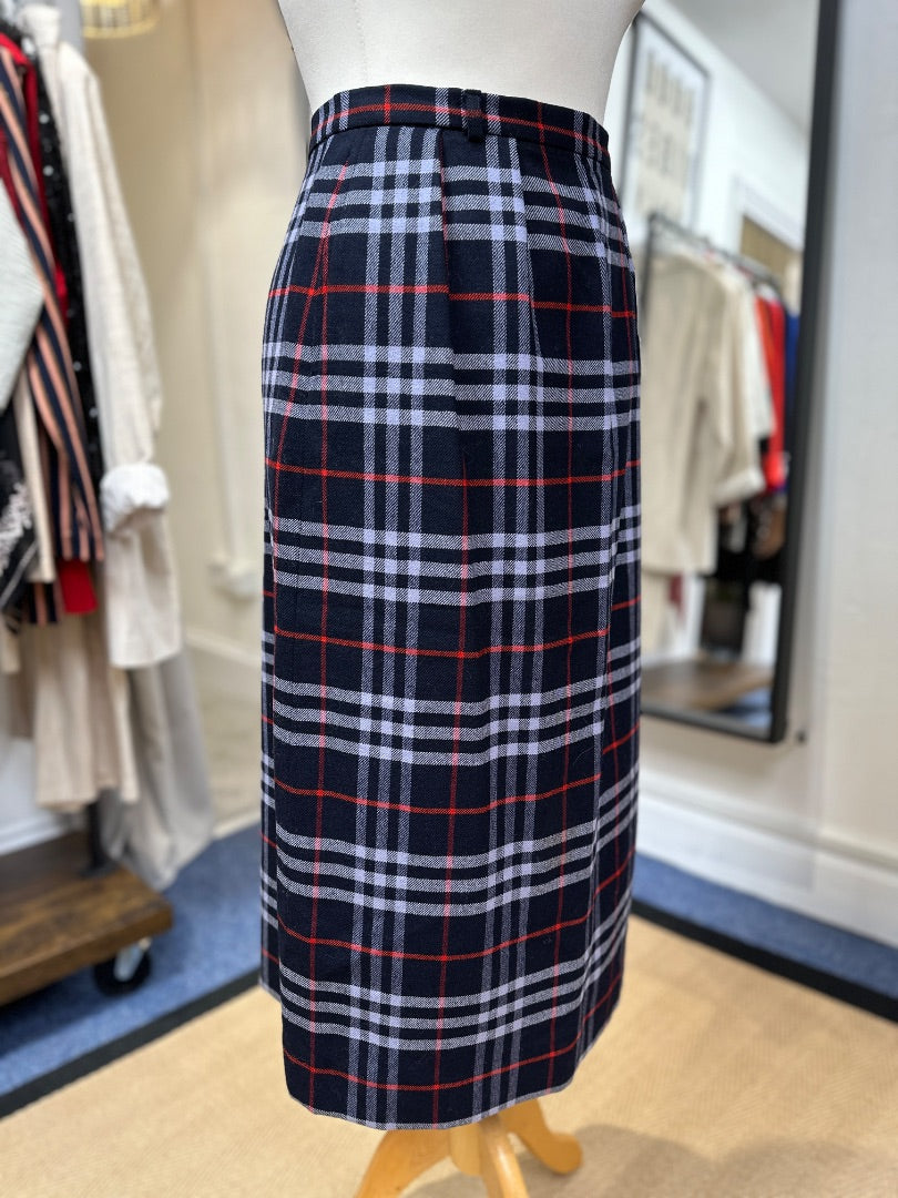 Burberry Navy Blue Wool Skirt - Size 10-12