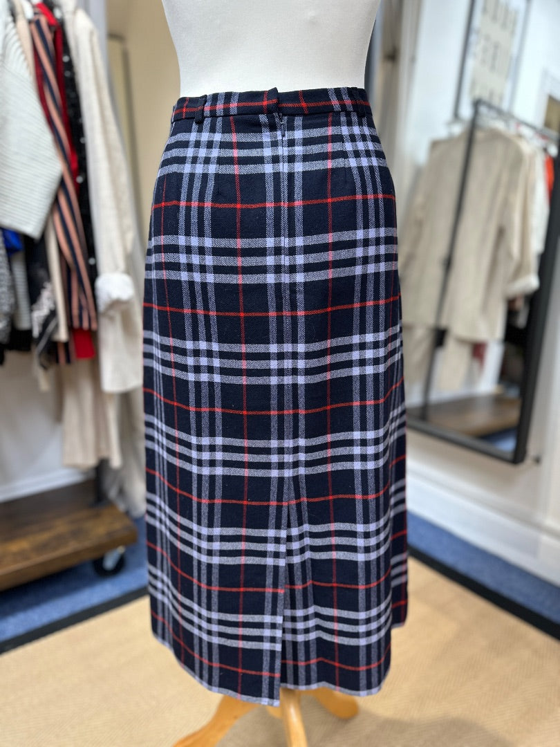 Burberry Navy Blue Wool Skirt - Size 10-12