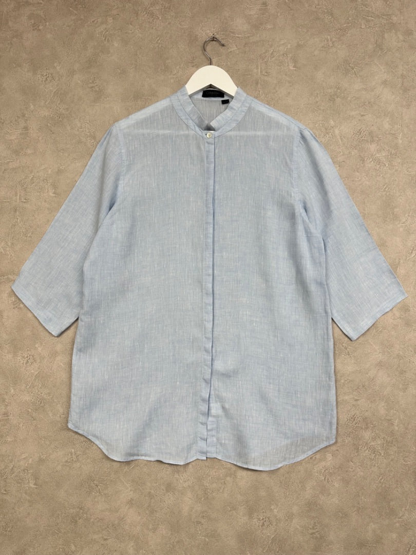 Calvin Klein Light Blue Linen Blouse - Size 10