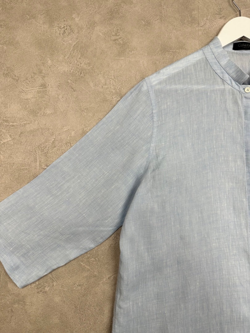 Calvin Klein Light Blue Linen Blouse - Size 10