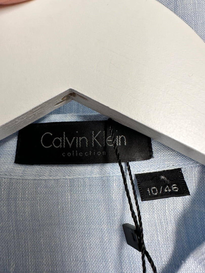 Calvin Klein Light Blue Linen Blouse - Size 10