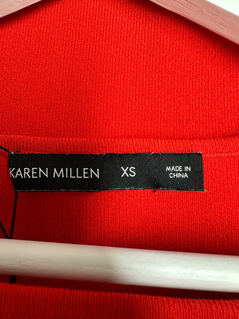 Karen Millen Red Puff Sleeve Fine Knit Jumper - Size XS