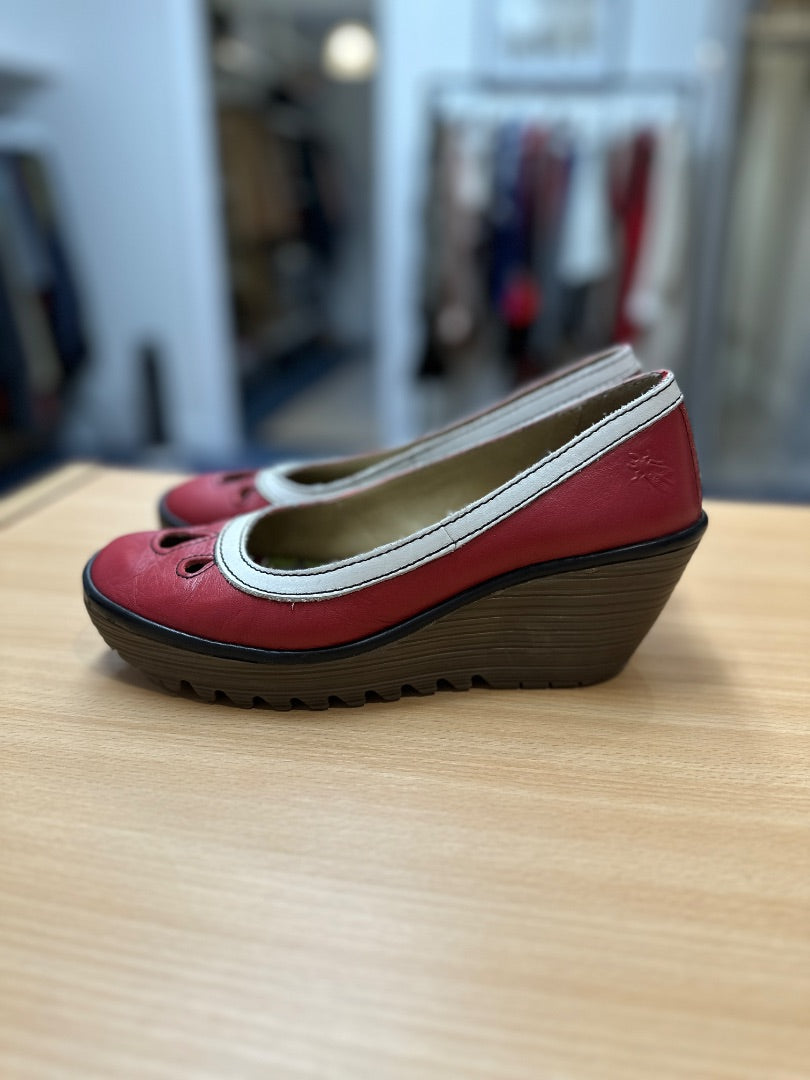 Fly London Red Wedge Shoe - Size 6