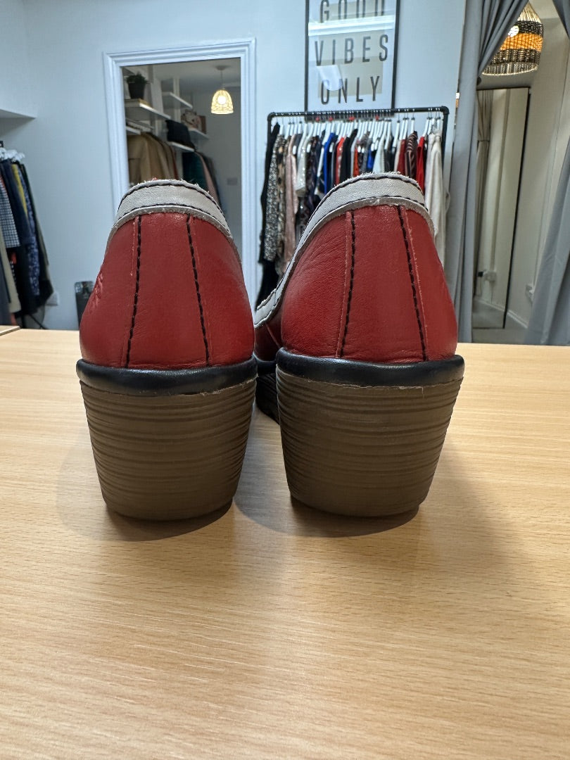 Fly London Red Wedge Shoe - Size 6