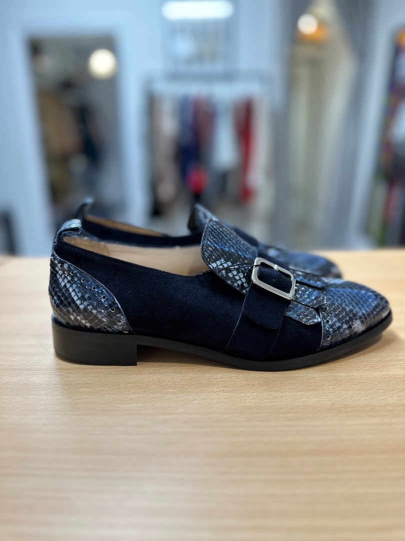 HB Blue Tassle Snake Print Loafer - Size 5