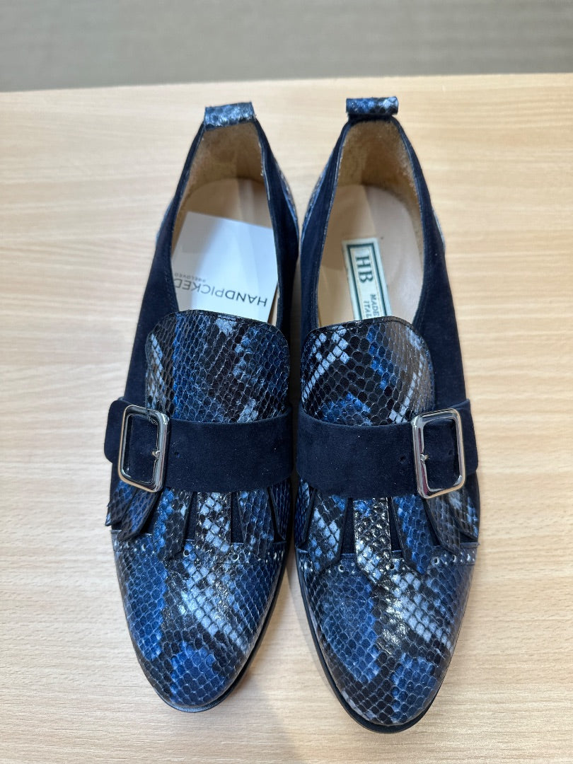 HB Blue Tassle Snake Print Loafer - Size 5