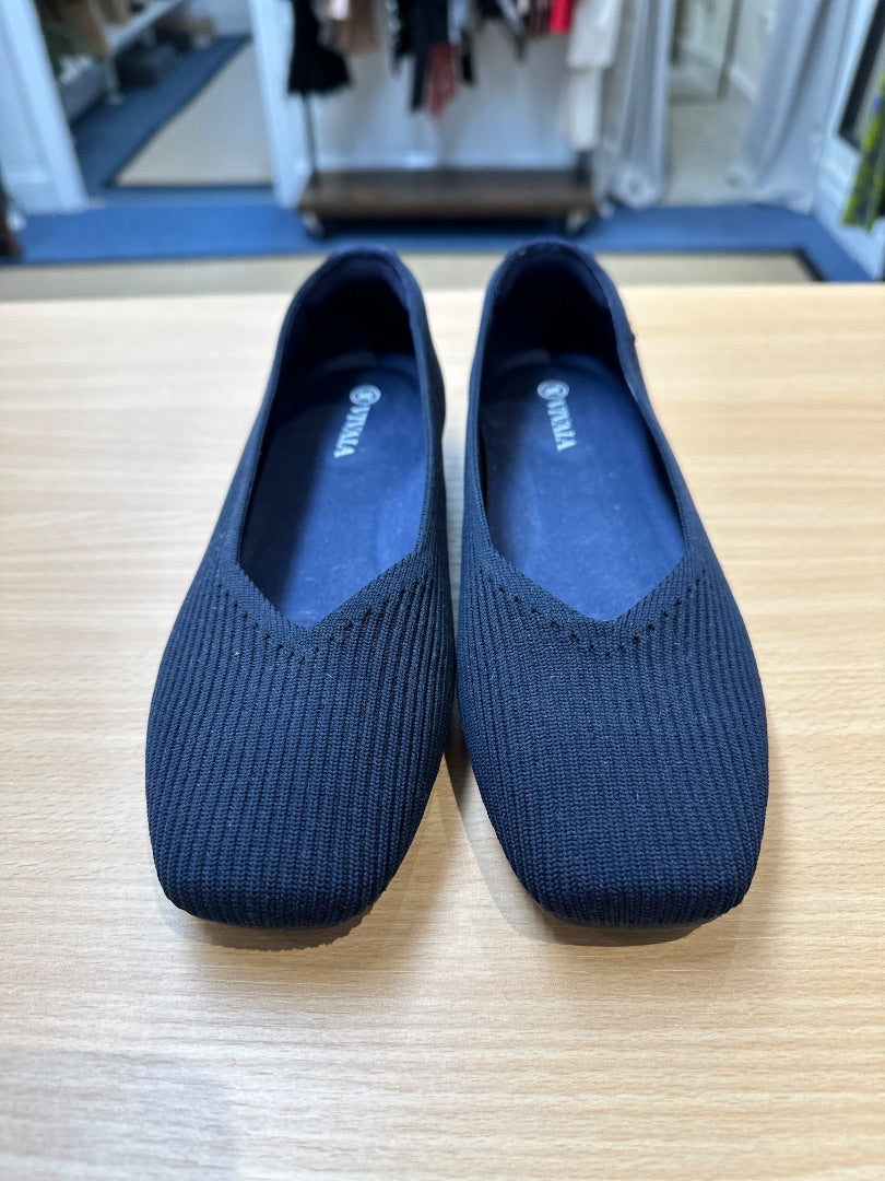 Vivaia Navy Blue Woven Ballet Shoes - Size 5.5