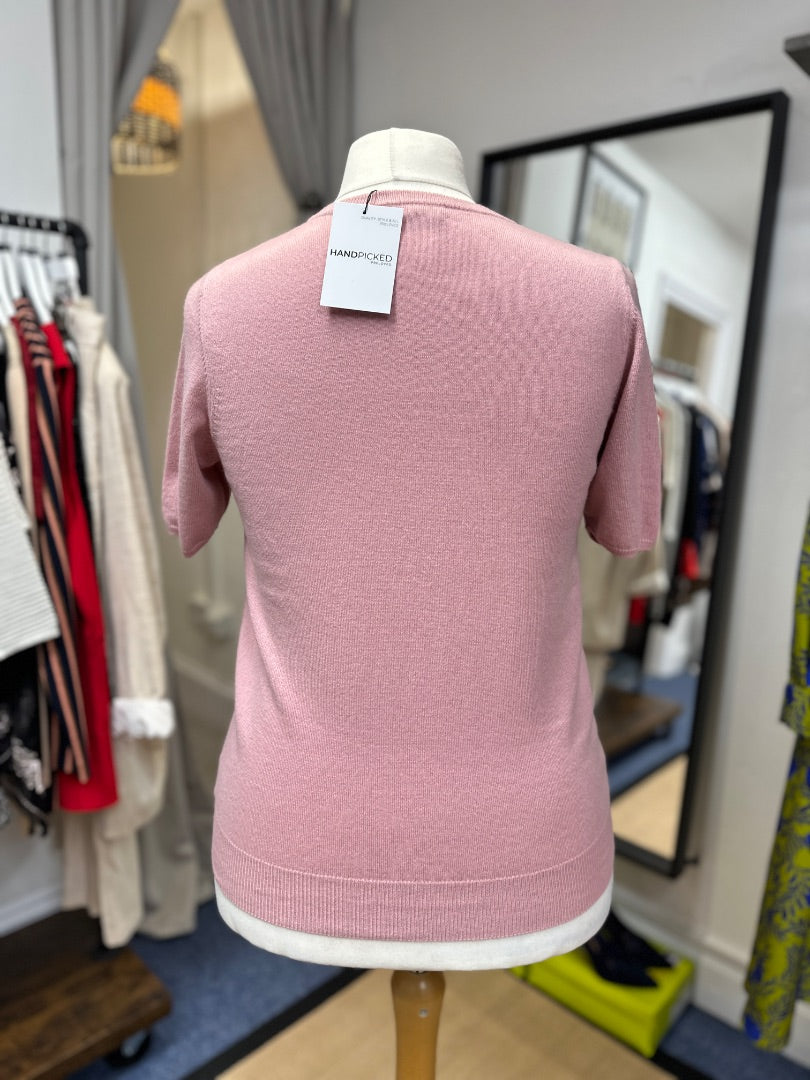 N Peal Pink Short Sleeve Cashmere Jumper - Size L