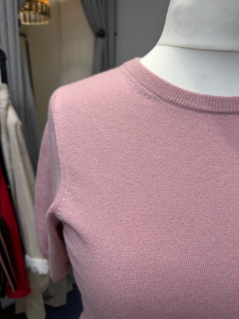 N Peal Pink Short Sleeve Cashmere Jumper - Size L