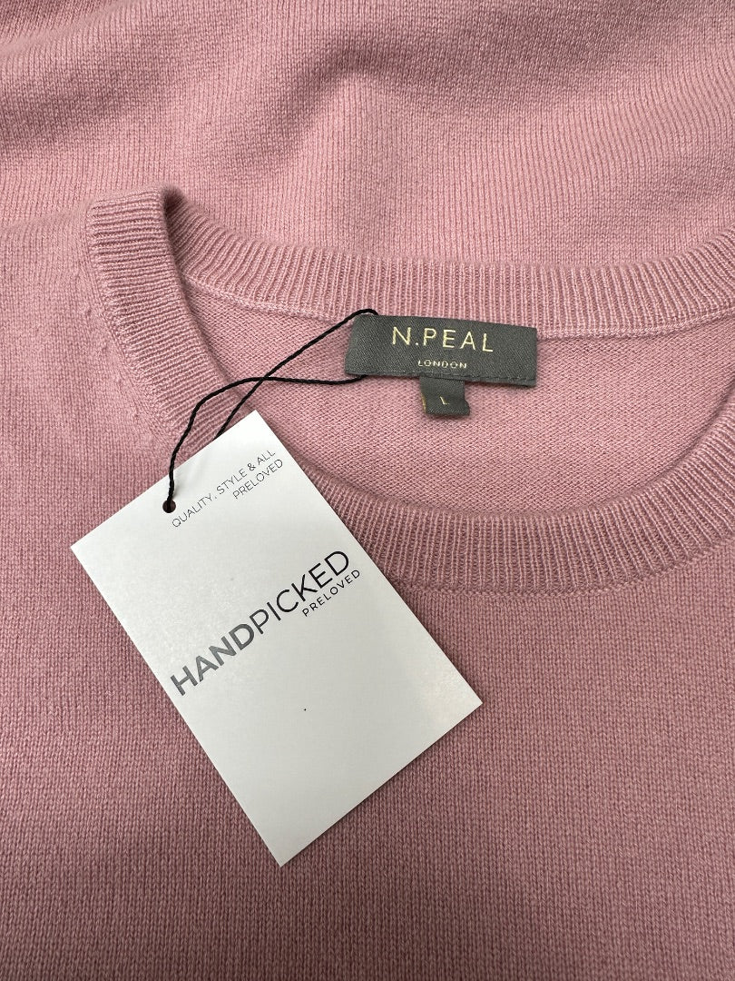 N Peal Pink Short Sleeve Cashmere Jumper - Size L