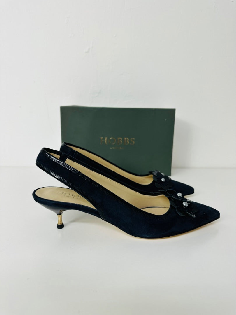 Hobbs Navy Blue Daisy Slingback Shoes - Size 6.5