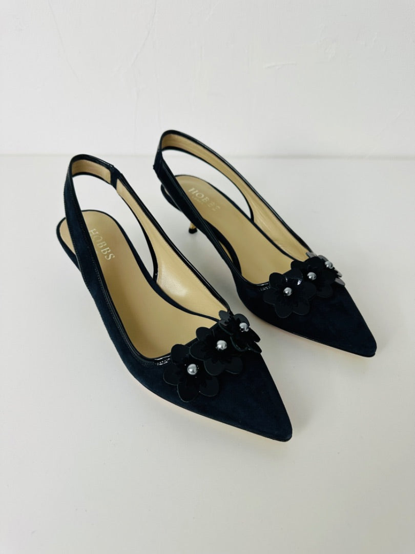 Hobbs Navy Blue Daisy Slingback Shoes - Size 6.5