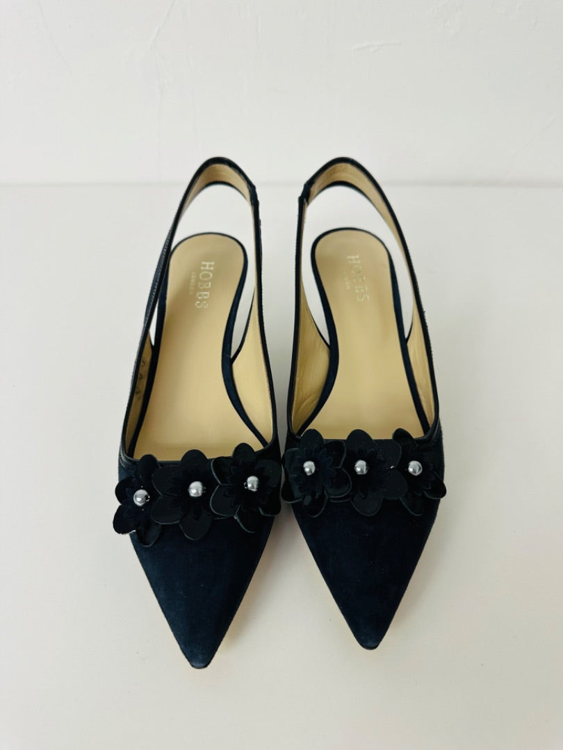 Hobbs Navy Blue Daisy Slingback Shoes - Size 6.5