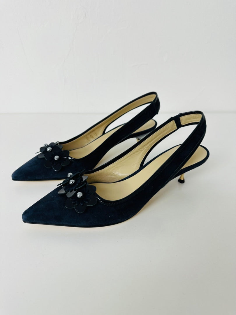 Hobbs Navy Blue Daisy Slingback Shoes - Size 6.5